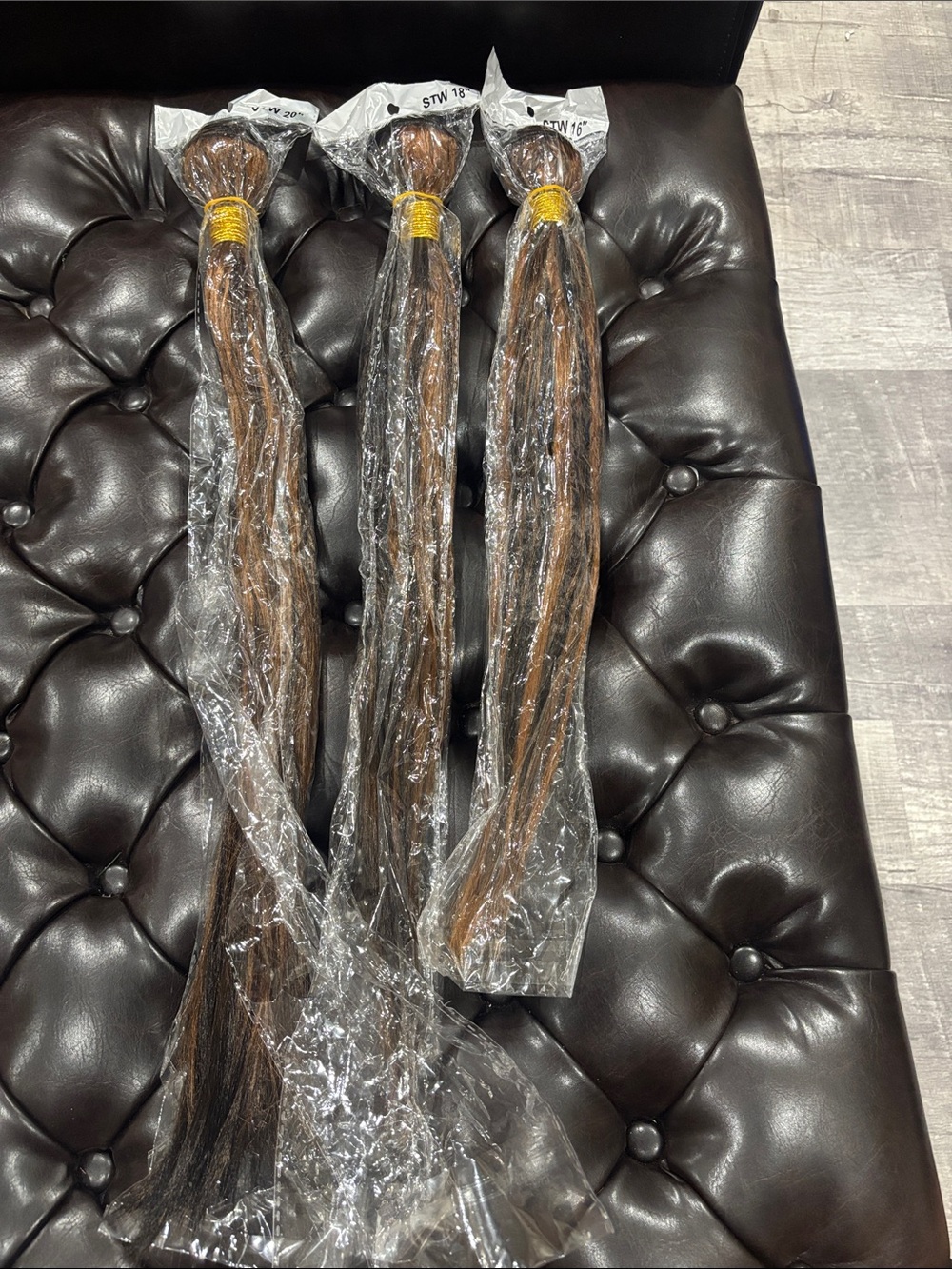 3-Pack 16,18,20 inch Brown and black  ombré Straight wefts.